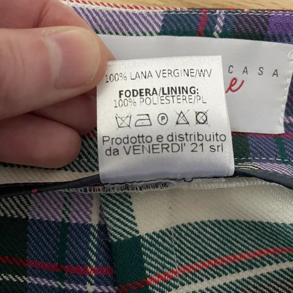 Giada Benincasa‎ Ciao Amore 100% Wool Purple Plaid Pencil Skirt Medium